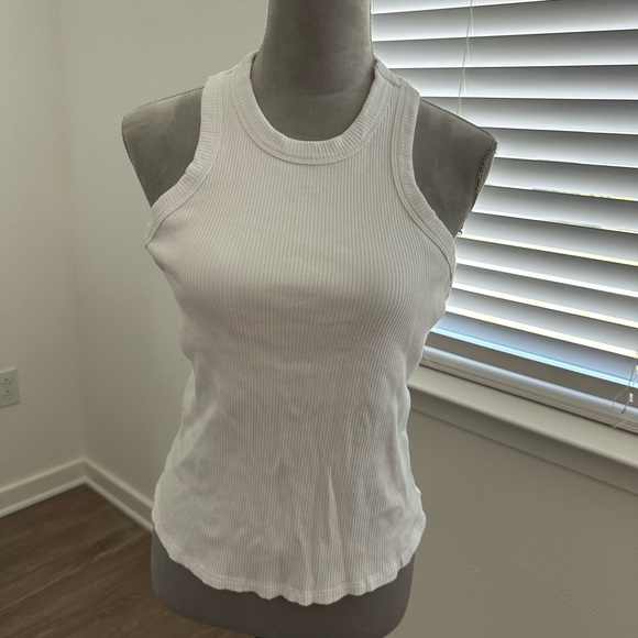 Fabletics | Tops | Fabletics White Fitted Ribbed Tank Top | Poshmark